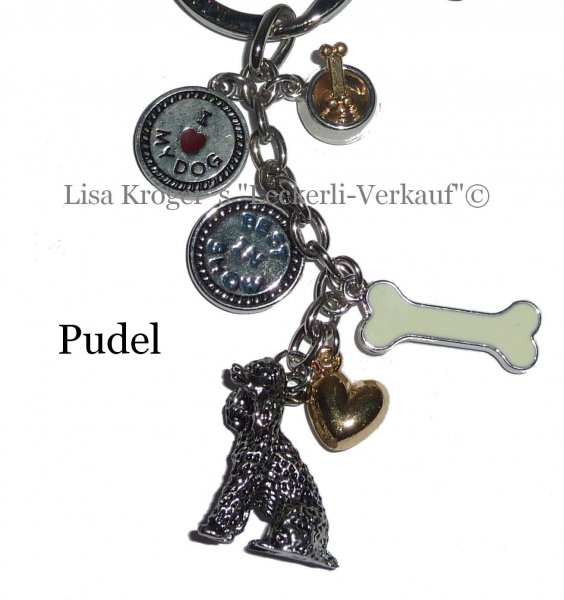 Hochwertige Schlüsselanhänger aus Metall "Pudel"